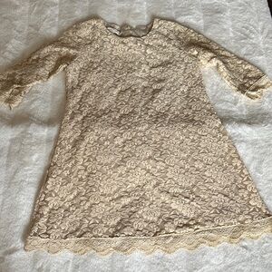 Girls Size 5 Elegant Cream Lace Kids Dress